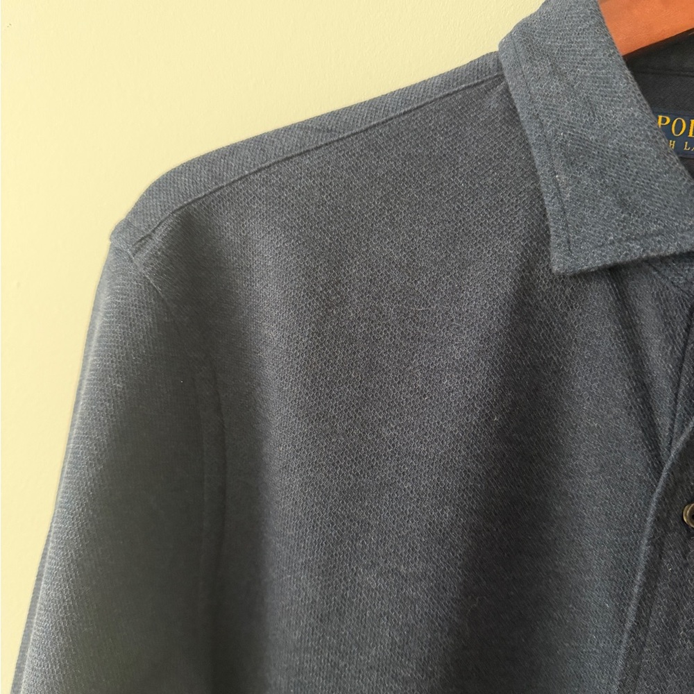 Polo Ralph Lauren EUC Navy Long Sleeve Button Front Shirt XL Classic Fit Cotton - Picture 7 of 14